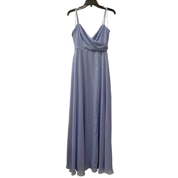 New LOVELY Women's Size 4-R ADJUSTABLE STRAP WRAP BODICE MAXI DRESS IN SKY BLUE - Picture 2 of 11